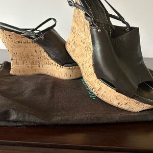 Donald J Pliner Cork Wedge Dark Brown Sandal Women's, 8,5